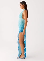 Moraya Halterneck Maxi Dress - Blue Gradient