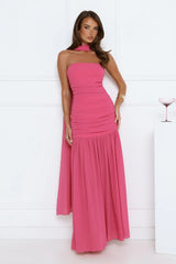 Soirée Glow Strapless Maxi Dress Pink
