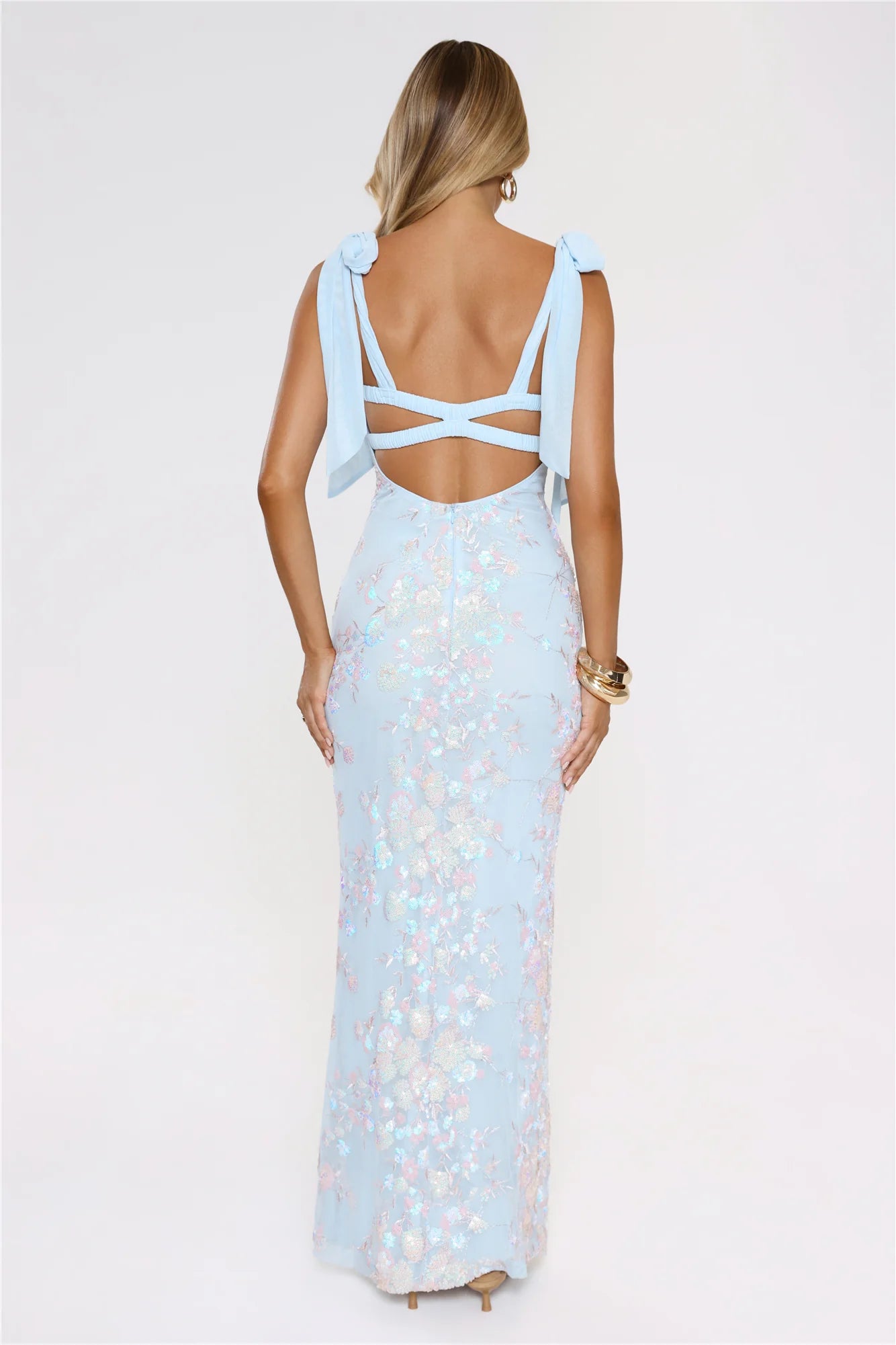 Lantern Light Love Sequin Maxi Dress Blue