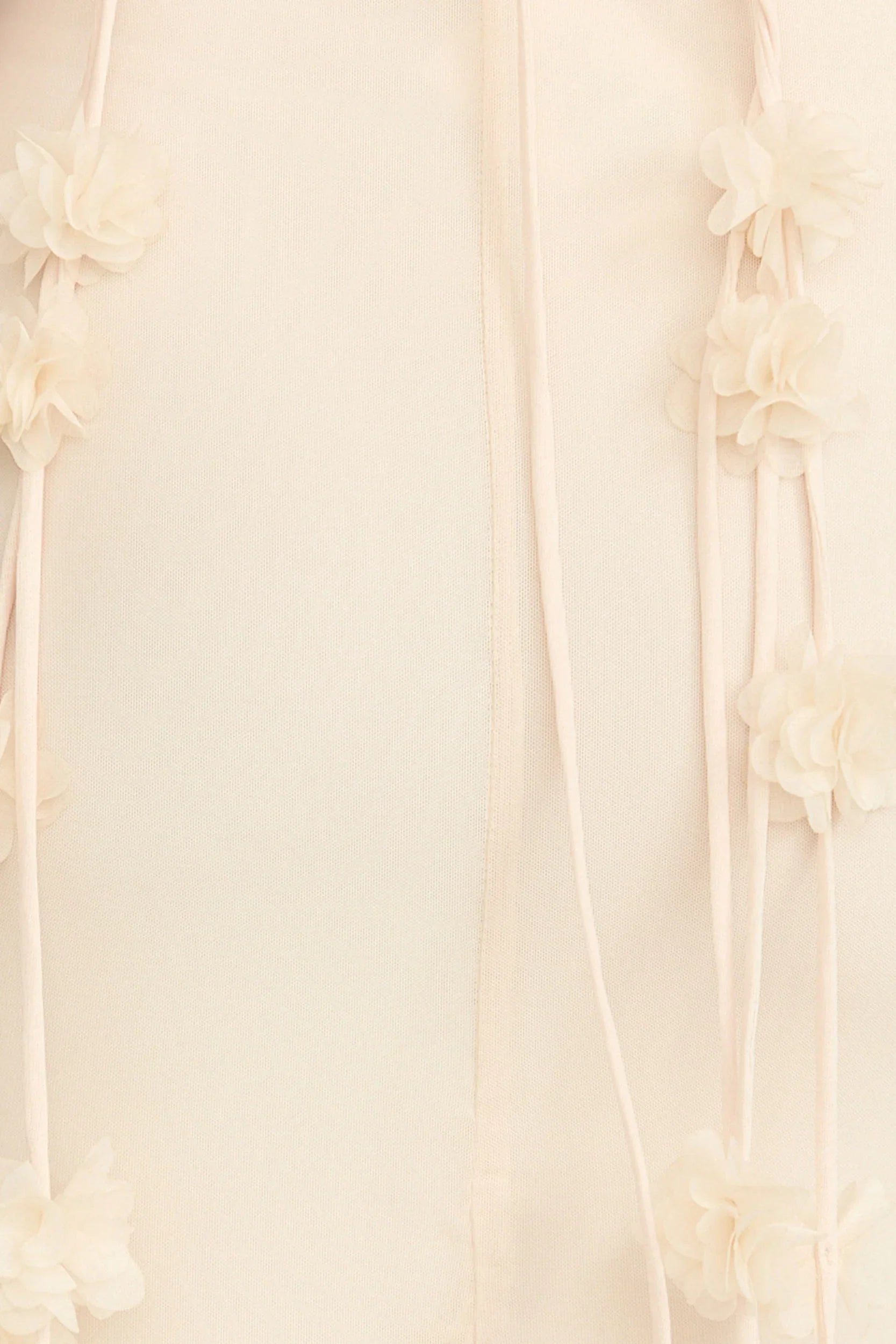 Penny Maxi Dress - Draped Cowl Neck 3D Flower Dress in Cream