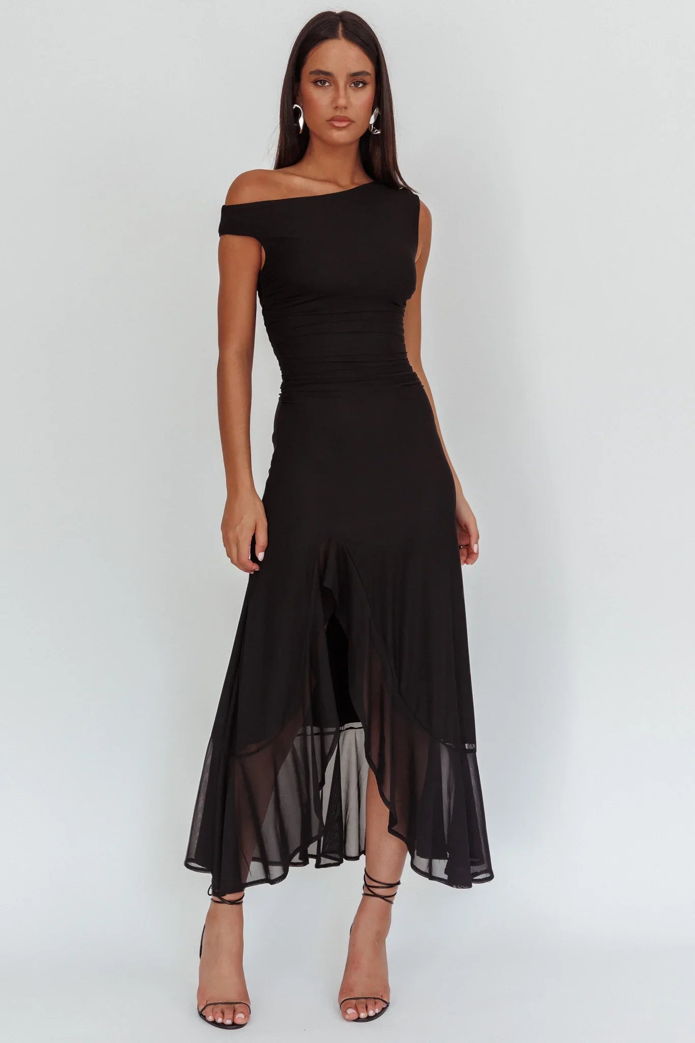 Moonlit Magic Asymmetric Neckline Maxi Dress Light Yello