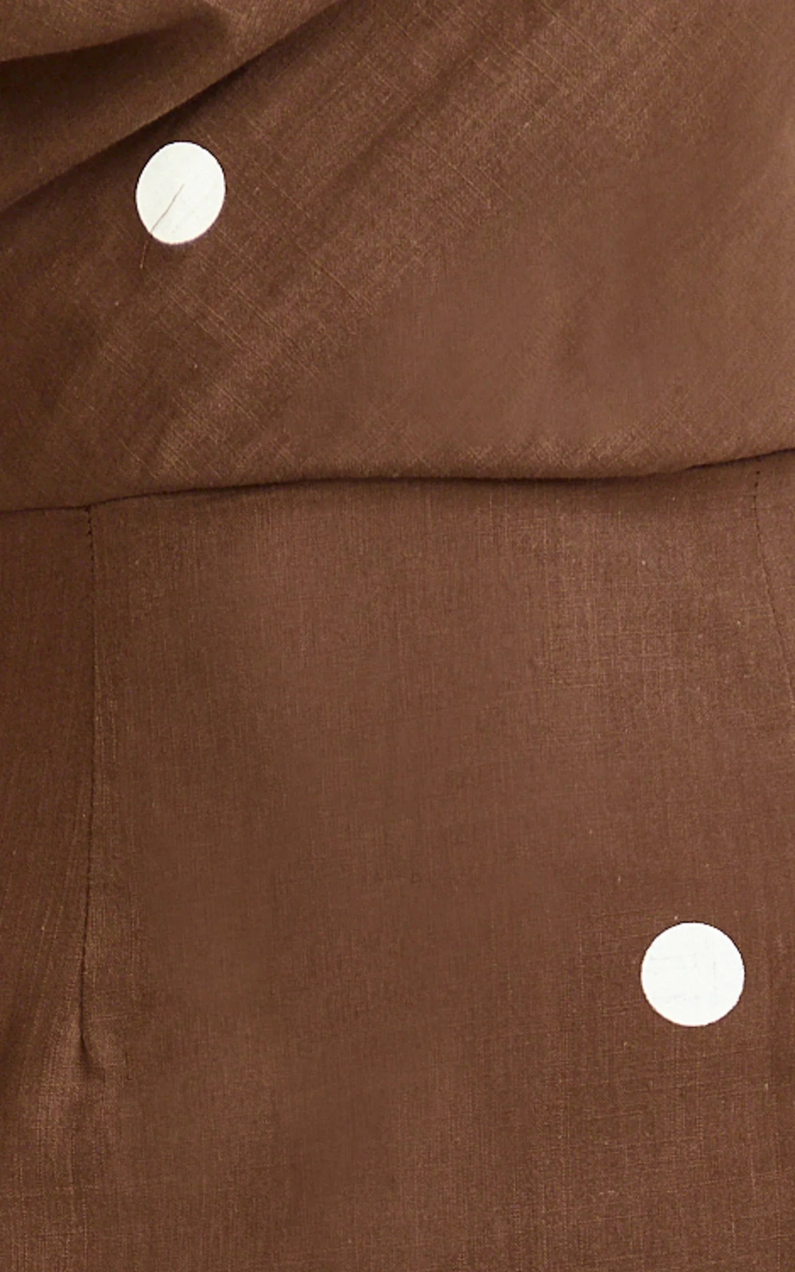 Cia Maxi Dress - Tipped Shoulder Linen Polkadot Dress in Chocolate